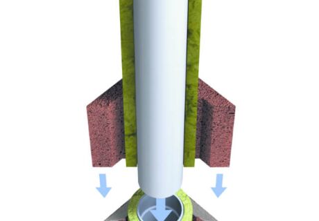 Das imposante Edelstahlrohr im Außenbereich